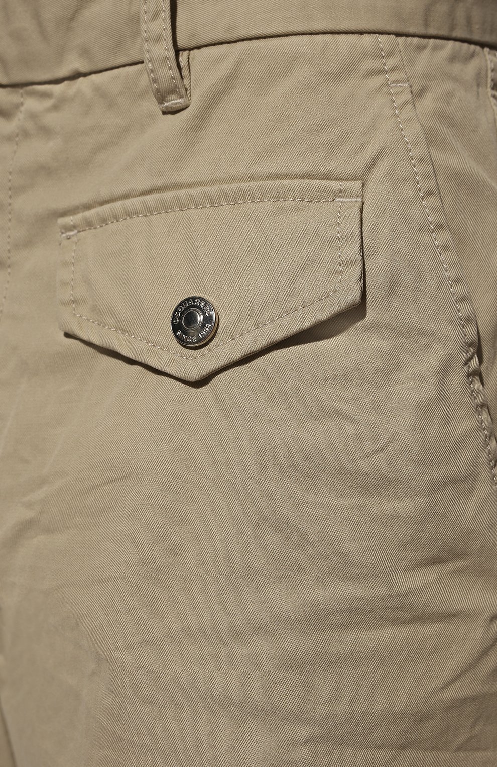 Мужские хлопковые брюки DSQUARED2 светло-бежевого цвета, арт. S74KB0699/S41794 | Фото 5 (Случай: Повседневный; Стили: Гранж; Материал внешний: Хлопок; Длина (брюки, джинсы): Укороченные)