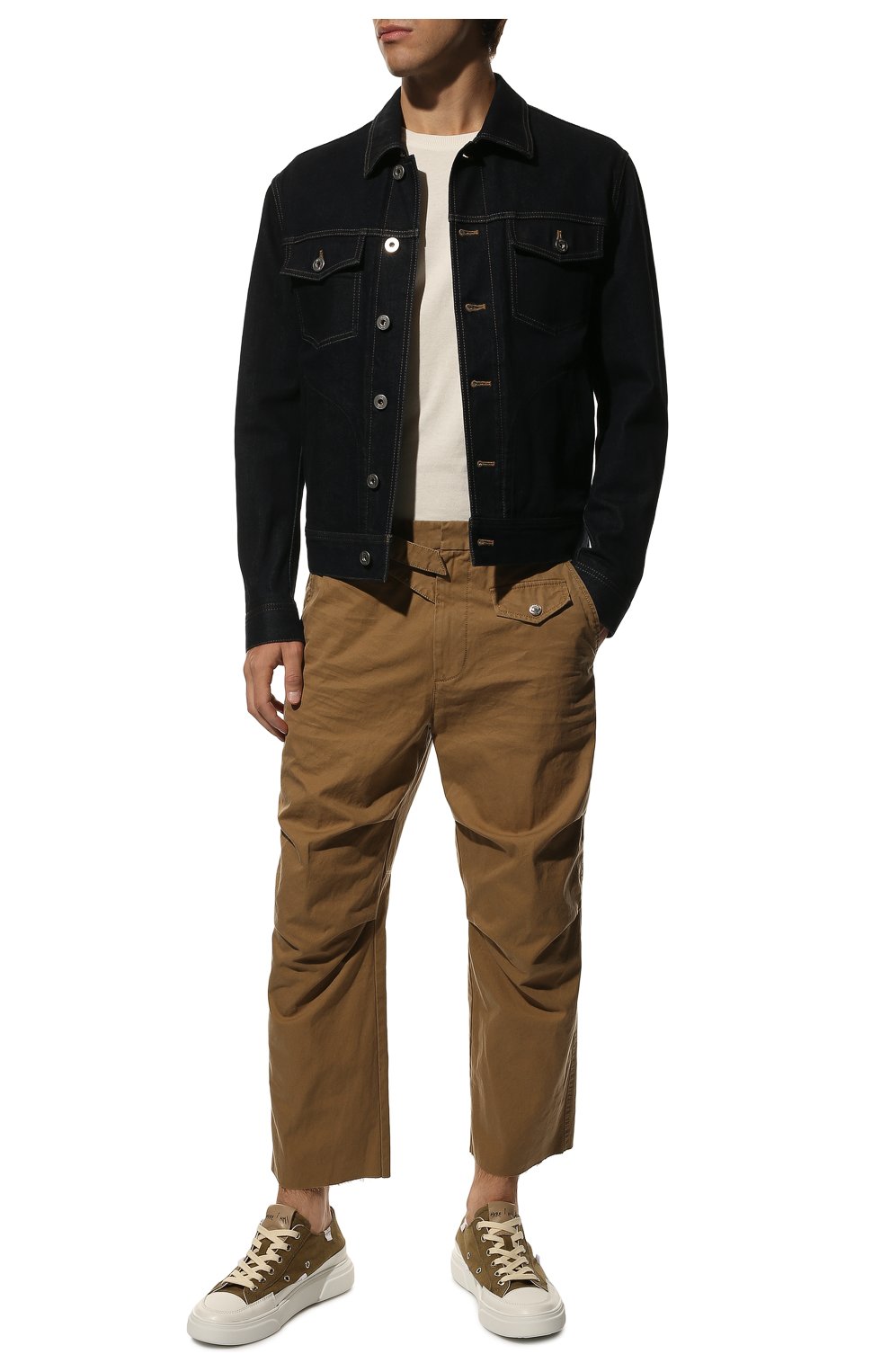 Мужские хлопковые брюки DSQUARED2 бежевого цвета, арт. S74KB0699/S41794 | Фото 2 (Случай: Повседневный; Стили: Гранж; Материал внешний: Хлопок; Длина (брюки, джинсы): Укороченные)