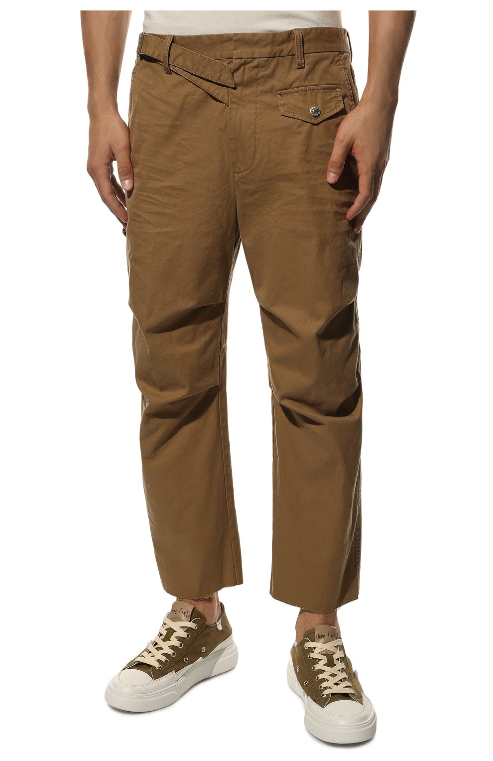 Мужские хлопковые брюки DSQUARED2 бежевого цвета, арт. S74KB0699/S41794 | Фото 3 (Случай: Повседневный; Стили: Гранж; Материал внешний: Хлопок; Длина (брюки, джинсы): Укороченные)
