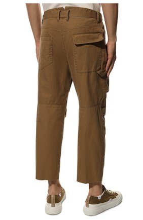 Мужские хлопковые брюки DSQUARED2 бежевого цвета, арт. S74KB0699/S41794 | Фото 4 (Случай: Повседневный; Стили: Гранж; Материал внешний: Хлопок; Длина (брюки, джинсы): Укороченные)