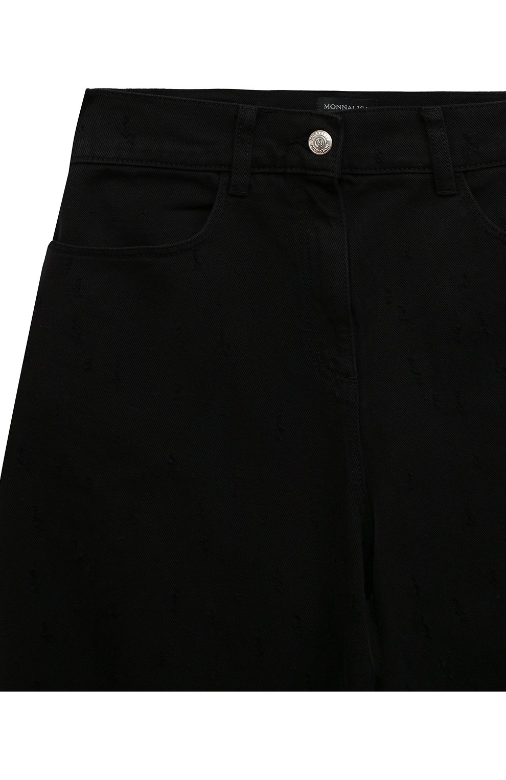 Детские джинсы JAKIOO черного цвета, арт. 490402 | Фото 3 (Детали: Однотонный; Материал внешний: Хлопок)
