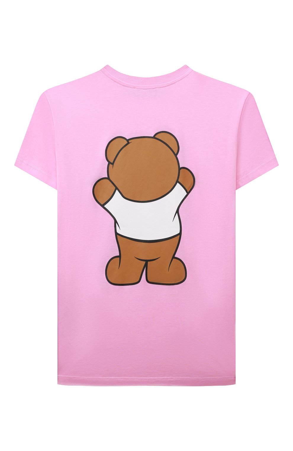 Детская хлопковая футболка MOSCHINO розового цвета, арт. HUM03U/LAA01/4A-8A | Фото 2 (Девочки Кросс-КТ: футболка-одежда; Рукава: Короткие; Материал внешний: Хлопок)