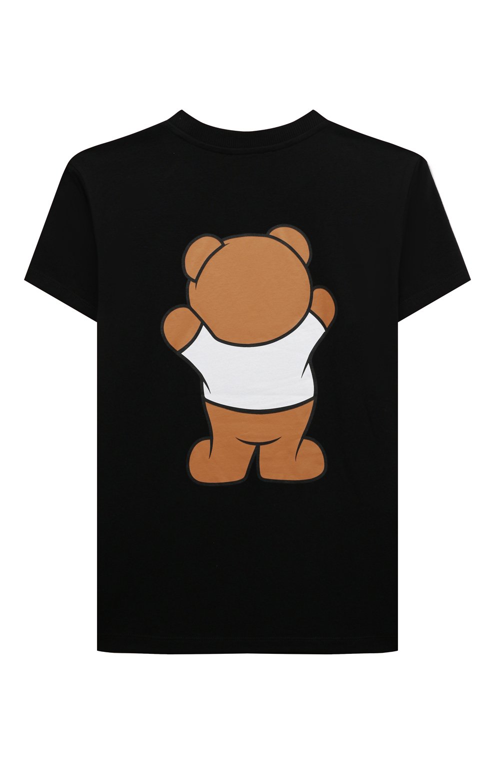 Детская хлопковая футболка MOSCHINO черного цвета, арт. HUM03U/LAA01/4A-8A | Фото 2 (Девочки Кросс-КТ: футболка-одежда; Рукава: Короткие; Материал внешний: Хлопок)