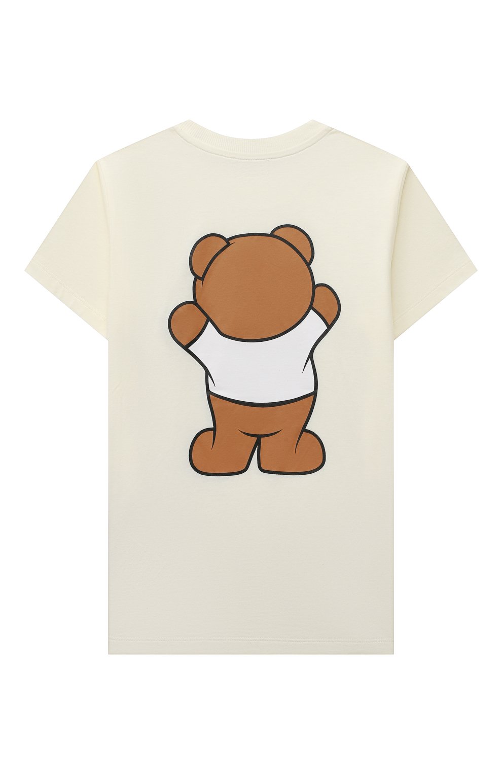 Детская хлопковая футболка MOSCHINO белого цвета, арт. HUM03U/LAA01/4A-8A | Фото 2 (Девочки Кросс-КТ: футболка-одежда; Рукава: Короткие; Материал внешний: Хлопок)
