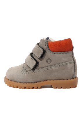 Детские кожаные ботинки WALKEY серого цвета, арт. Y1B4-40015-0415/19-24 | Фото 2 (Материал утеплителя: Натуральный мех)