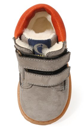 Детские кожаные ботинки WALKEY серого цвета, арт. Y1B4-40015-0415/19-24 | Фото 4 (Материал утеплителя: Натуральный мех)