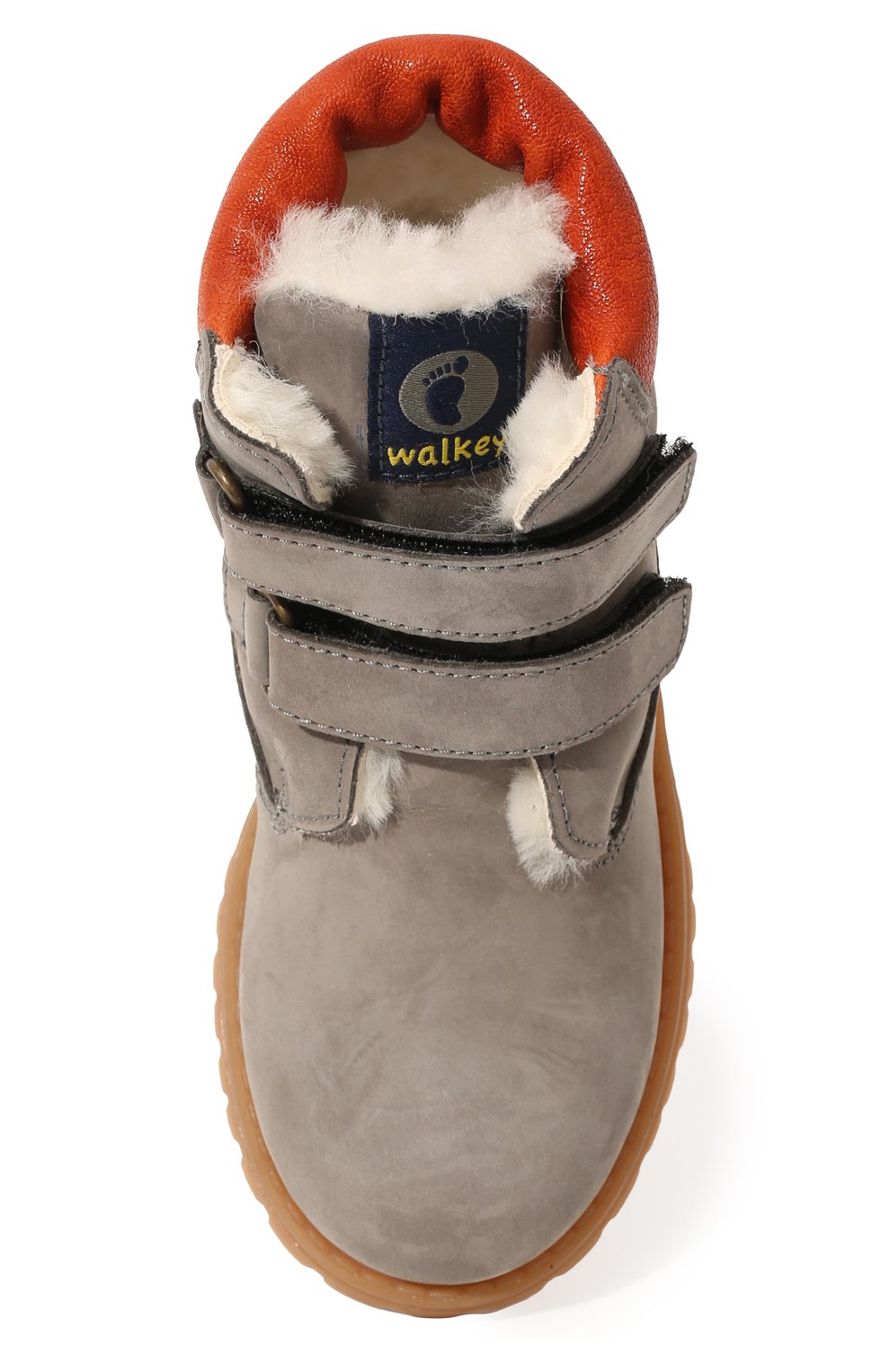 Детские кожаные ботинки WALKEY серого цвета, арт. Y1B4-40015-0415/25-29 | Фото 4 (Материал утеплителя: Натуральный мех)
