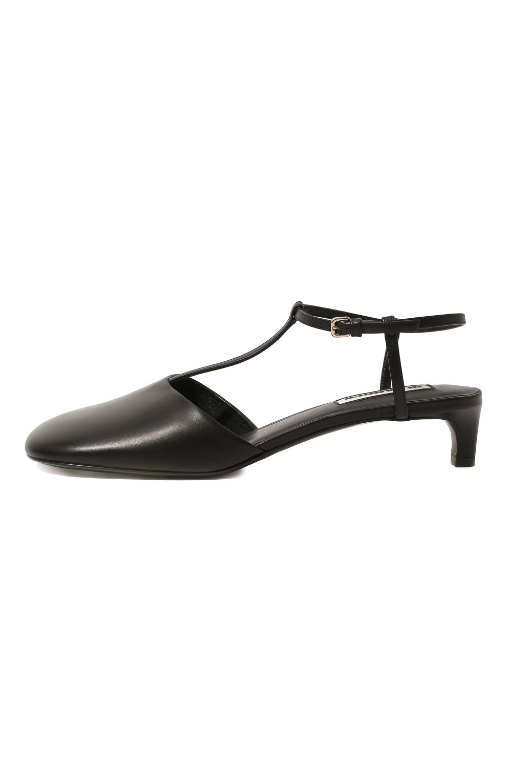 Женские кожаные туфли JIL SANDER черного цвета, арт. J15WP0037-P4833 | Фото 4 (Материал внешний: Кожа; Каблук высота: Низкий; Материал внутренний: Натуральная кожа; Каблук тип: Kitten heel)