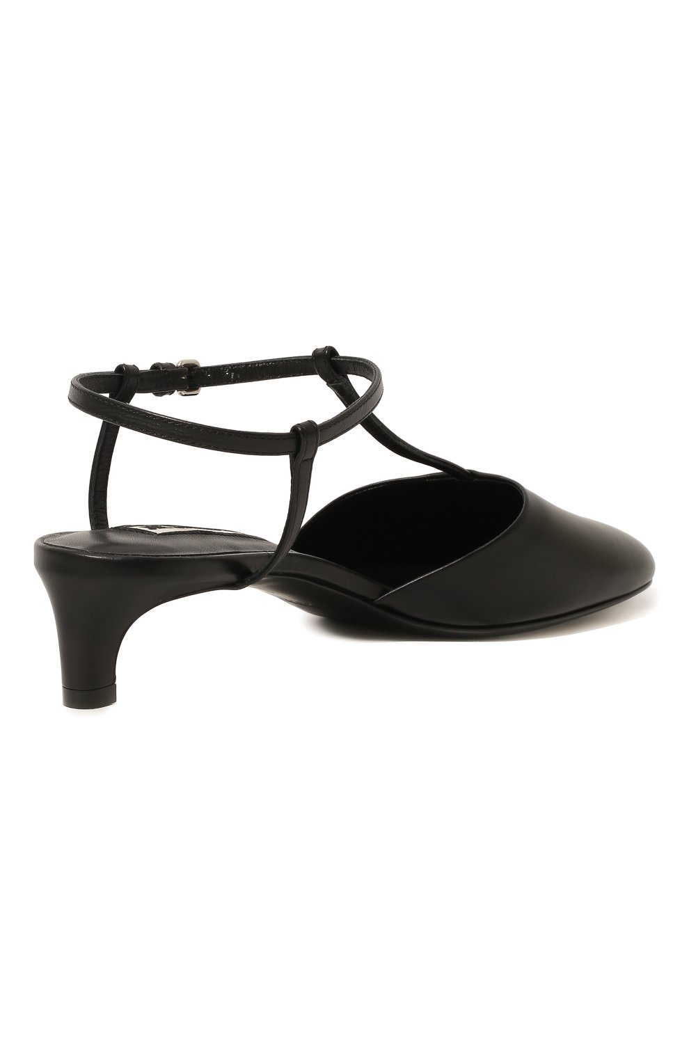 Женские кожаные туфли JIL SANDER черного цвета, арт. J15WP0037-P4833 | Фото 5 (Материал внешний: Кожа; Каблук высота: Низкий; Материал внутренний: Натуральная кожа; Каблук тип: Kitten heel)