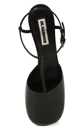 Женские кожаные туфли JIL SANDER черного цвета, арт. J15WP0037-P4833 | Фото 6 (Материал внешний: Кожа; Каблук высота: Низкий; Материал внутренний: Натуральная кожа; Каблук тип: Kitten heel)