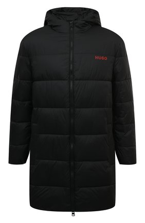 Мужская утепленная куртка HUGO черного цвета, арт. 50475502 | Фото 1 (Кросс-КТ: Куртка; Рукава: Длинные; Длина (верхняя одежда): До середины бедра; Материал внешний: Синтетический материал; Мужское Кросс-КТ: утепленные куртки; Стили: Кэжуэл)