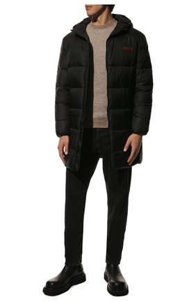 Мужская утепленная куртка HUGO черного цвета, арт. 50475502 | Фото 2 (Кросс-КТ: Куртка; Рукава: Длинные; Длина (верхняя одежда): До середины бедра; Материал внешний: Синтетический материал; Мужское Кросс-КТ: утепленные куртки; Стили: Кэжуэл)