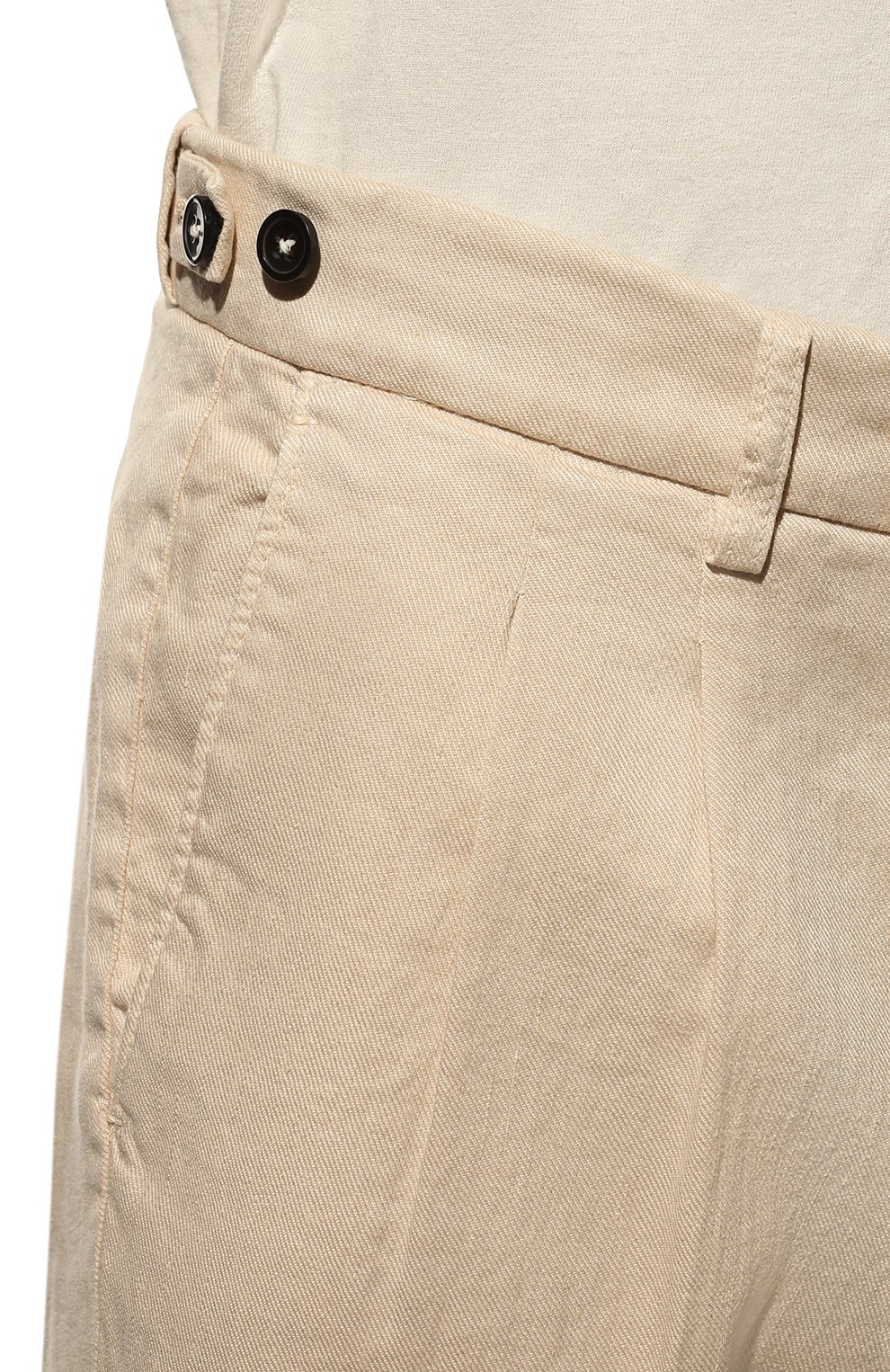Мужские брюки изо льна и хлопка BERWICH кремвого цвета, арт. RETR0 THECA 2P/TS0565X | Фото 5 (Силуэт М (брюки): Чиносы; Длина (брюки, джинсы): Стандартные; Случай: Повседневный; Материал внешний: Хлопок, Лен; Стили: Кэжуэл)