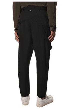 Мужские шерстяные брюки ISABEL BENENATO черного цвета, арт. UW22F22 | Фото 4 (Материал внешний: Шерсть; Случай: Повседневный; Стили: Минимализм; Длина (брюки, джинсы): Укороченные)