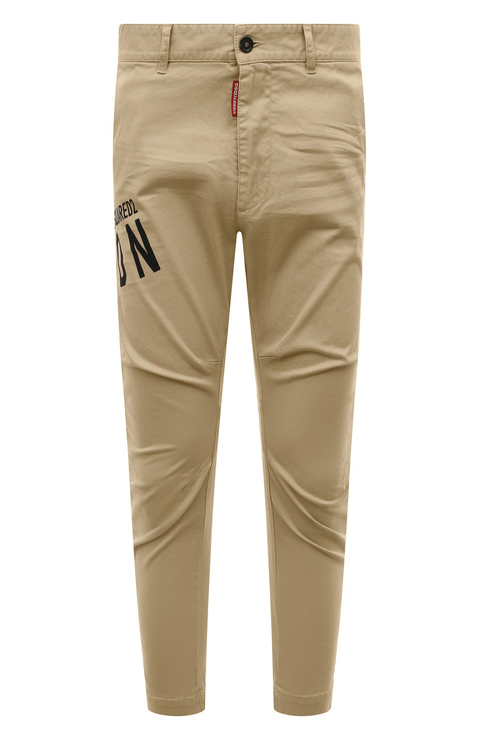 Мужские хлопковые брюки icon DSQUARED2 бежевого цвета, арт. S79KA0037/S39021 | Фото 1 (Силуэт М (брюки): Чиносы; Случай: Повседневный; Стили: Гранж; Материал внешний: Хлопок; Длина (брюки, джинсы): Укороченные)