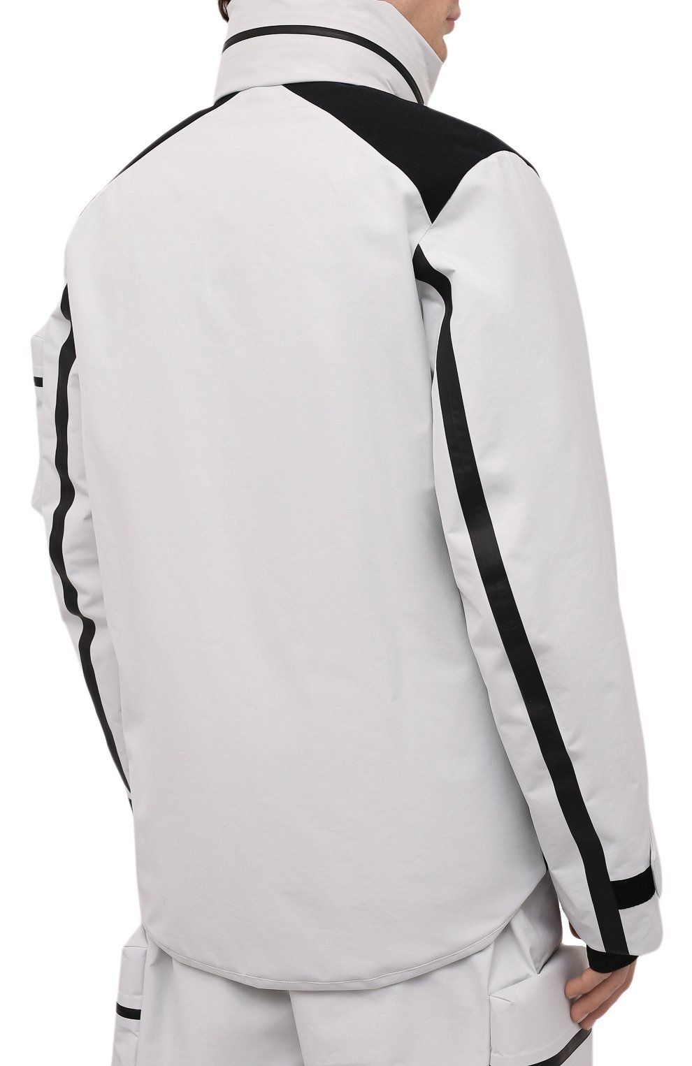 Мужская утепленная куртка PRADA белого цвета, арт. SGB798-1ZIW-F0K74-202 | Фото 4 (Кросс-КТ: Куртка, другое; Рукава: Длинные; Длина (верхняя одежда): До середины бедра; Мужское Кросс-КТ: утепленные куртки; Стили: Спорт-шик)