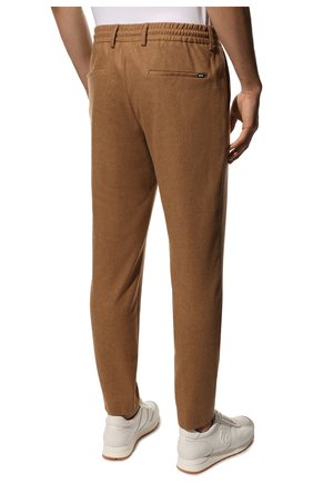 Мужские брюки из шерсти и вискозы BOSS бежевого цвета, арт. 50479918 | Фото 4 (Материал внешний: Шерсть, Синтетический материал; Длина (брюки, джинсы): Стандартные; Случай: Повседневный; Стили: Кэжуэл)