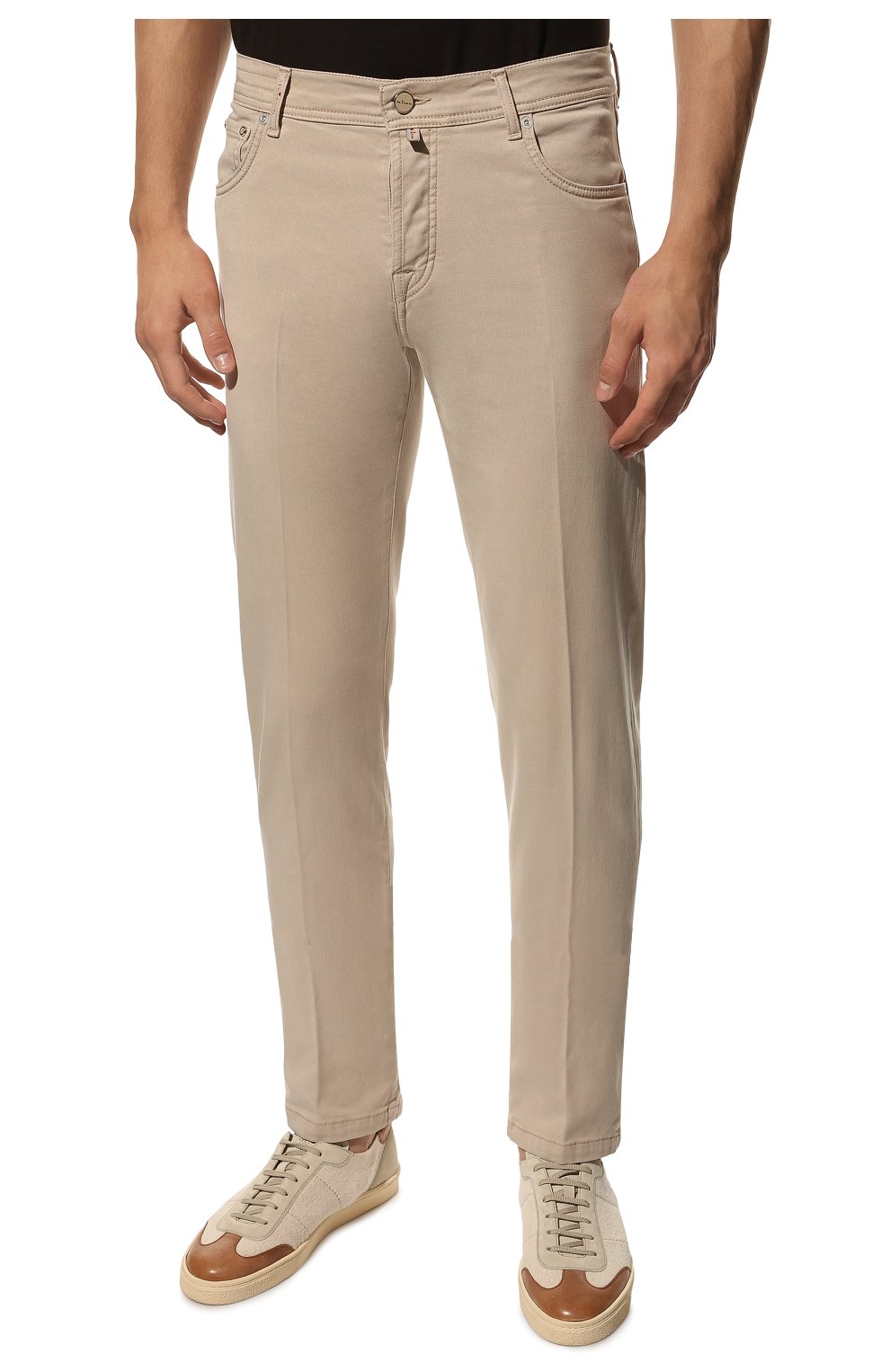 Мужские брюки KITON светло-бежевого цвета, арт. UPNJSJ0304B | Фото 3 (Длина (брюки, джинсы): Стандартные; Случай: Повседневный; Материал внешний: Хлопок, Лиоцелл, Растительное волокно; Стили: Кэжуэл)