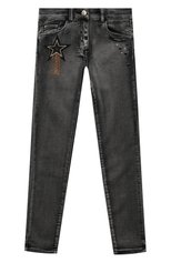Детские джинсы MONNALISA черного цвета, арт. 190410 | Фото 1 (Материал внешний: Хлопок; Детали: Потертости)