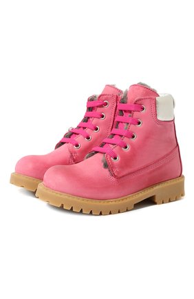 Детские кожаные ботинки MONNALISA розового цвета, арт. 8C0003M | Фото 1 (Материал внешний: Кожа; Материал внутренний: Натуральная кожа)