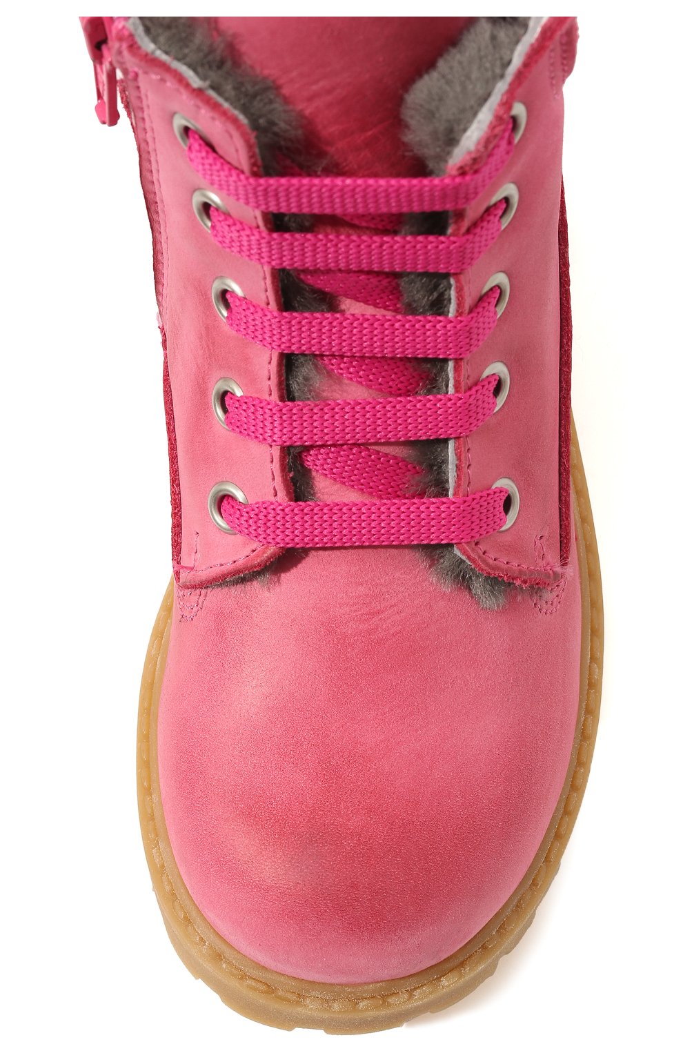 Детские кожаные ботинки MONNALISA розового цвета, арт. 8C0003M | Фото 4 (Материал внешний: Кожа; Материал внутренний: Натуральная кожа)