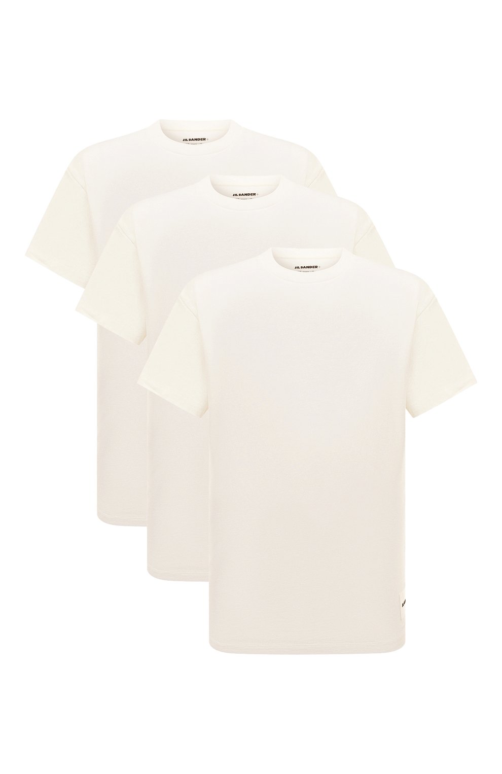 Мужская комплект из трех футболок JIL SANDER кремвого цвета, арт. J47GC0001-J45048 | Фото 1 (Принт: Без принта; Рукава: Короткие; Длина (для топов): Стандартные; Материал внешний: Хлопок; Стили: Минимализм)