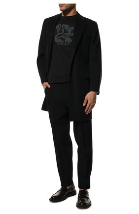 Мужской кашемировое пальто KITON темно-синего цвета, арт. US031N/1140 | Фото 2 (Материал внешний: Шерсть, Кашемир; Рукава: Длинные; Длина (верхняя одежда): До середины бедра; Мужское Кросс-КТ: пальто-верхняя одежда; Стили: Классический)
