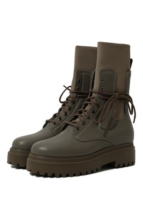 Женские кожаные ботинки ranger LE SILLA серого цвета, арт. 6482R020M1PPCHI | Фото 1 (Материал внешний: Кожа; Материал внутренний: Натуральная кожа; Женское Кросс-КТ: Военные ботинки)