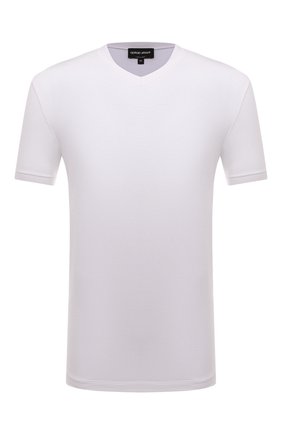 Мужская футболка из вискозы GIORGIO ARMANI белого цвета, арт. 8NST53/SJP4Z | Фото 1 (Принт: Без принта; Длина (для топов): Стандартные; Стили: Кэжуэл; Материал внешний: Вискоза; Рукава: Короткие)