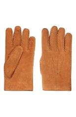 Мужские кожаные перчатки MOORER светло-коричневого цвета, арт. HIDEK0-M0T/M0UGU100016 | Фото 2 (Материал: Натуральная кожа; Кросс-КТ: Пуховик; Мужское Кросс-КТ: Кожа и замша)