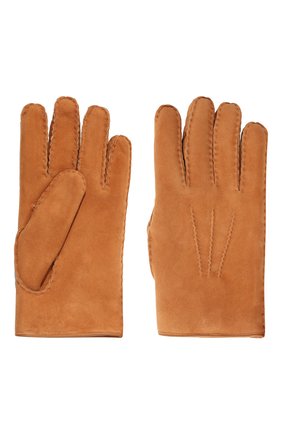 Мужские кожаные перчатки MOORER светло-коричневого цвета, арт. HIDEK0-M0T/M0UGU100016 | Фото 2 (Материал: Натуральная кожа; Мужское Кросс-КТ: Кожа и замша)