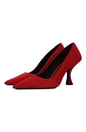 Женские замшевые туфли viva BY FAR красного цвета, арт. 22PFVIVPMU | Фото 1 (Материал внешний: Кожа, Замша; Материал внутренний: Натуральная кожа; Каблук высота: Средний; Каблук тип: Шпилька)