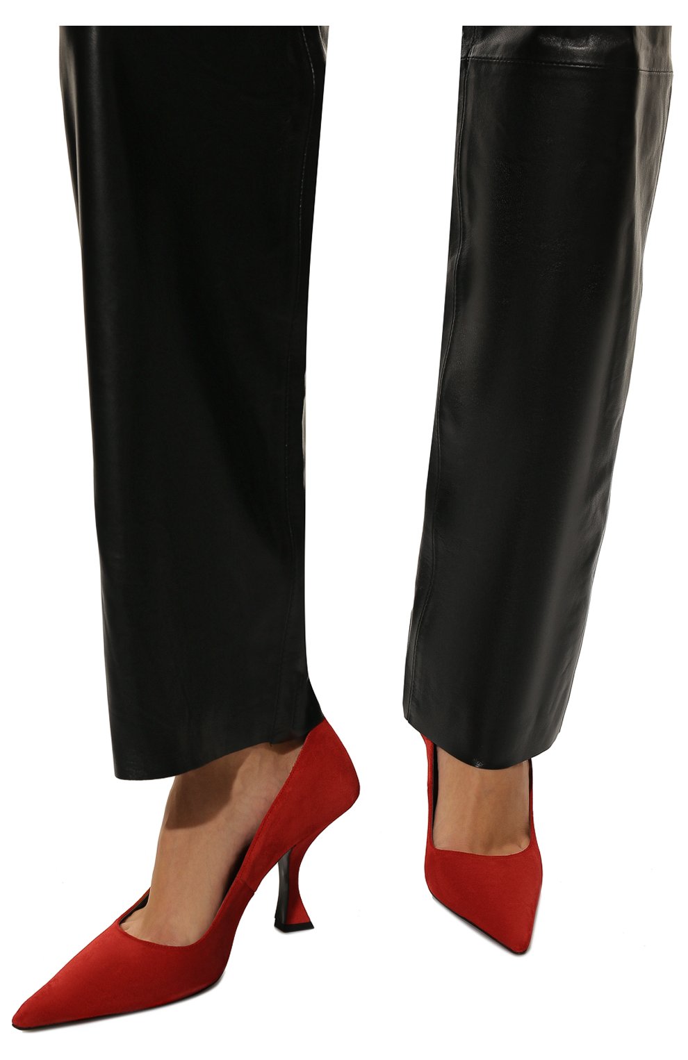 Женские замшевые туфли viva BY FAR красного цвета, арт. 22PFVIVPMU | Фото 3 (Материал внешний: Кожа, Замша; Материал внутренний: Натуральная кожа; Каблук высота: Средний; Каблук тип: Шпилька)