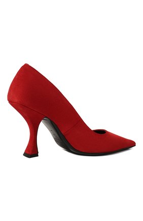 Женские замшевые туфли viva BY FAR красного цвета, арт. 22PFVIVPMU | Фото 5 (Материал внешний: Кожа, Замша; Материал внутренний: Натуральная кожа; Каблук высота: Средний; Каблук тип: Шпилька)