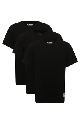 Мужская комплект из трех футболок JIL SANDER черного цвета, арт. J47GC0001-J45048 | Фото 1 (Принт: Без принта; Рукава: Короткие; Длина (для топов): Стандартные; Материал внешний: Хлопок; Стили: Кэжуэл)