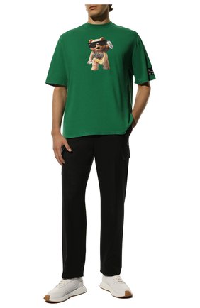 Мужская хлопковая футболка DIEGO VENTURINO зеленого цвета, арт. FW22-DV TS0 P0G | Фото 2 (Рукава: 3/4; Материал внешний: Хлопок; Длина (для топов): Стандартные)