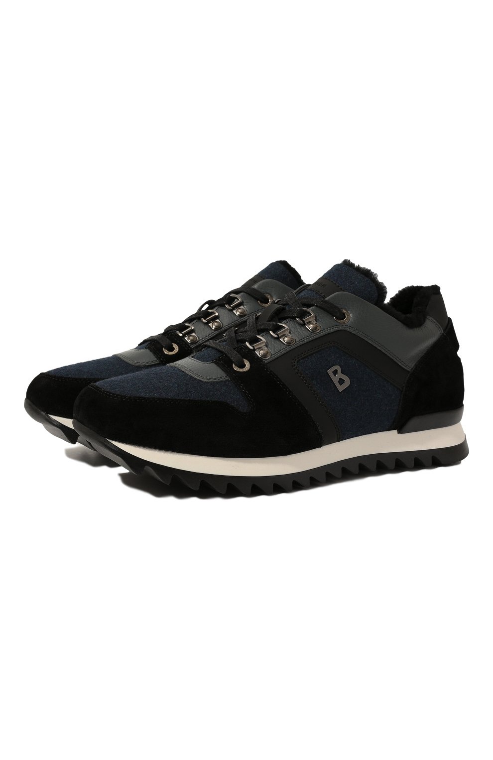 Мужские комбинированные кроссовки BOGNER темно-синего цвета, арт. 12140363/SEATTLE M 9 A | Фото 1 (Материал внешний: Текстиль, Кожа; Материал утеплителя: Натуральный мех; Стили: Классический)