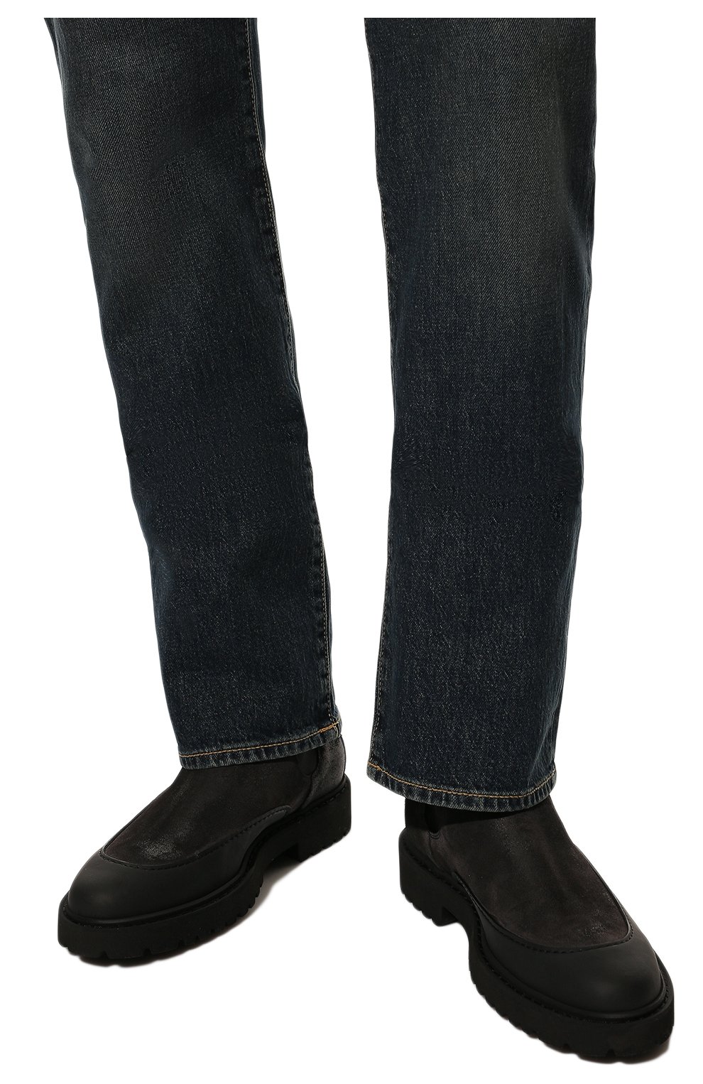 Мужские кожаные челси DOUCAL'S темно-серого цвета, арт. DU2911CENTPT556NN05 | Фото 3 (Материал внешний: Кожа; Материал внутренний: Натуральная кожа, Текстиль; Материал утеплителя: Без утеплителя; Мужское Кросс-КТ: Сапоги-обувь, Челси-обувь)