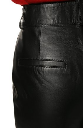 Женские кожаные брюки CHAUD STUDIO черного цвета, арт. KATETROUSERS22 | Фото 5 (Стили: Гламурный; Длина (брюки, джинсы): Стандартные; Женское Кросс-КТ: Брюки-одежда; Силуэт Ж (брюки и джинсы): Прямые; Материал внешний: Натуральная кожа)