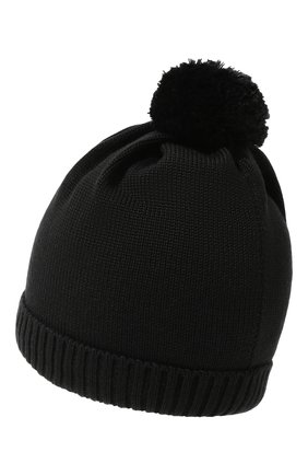 Детский комплект из шапки и шарфа MOSCHINO черного цвета, арт. HDX015/LHE18 | Фото 3 (Тематический товар: Teddy Bear; Материал: Текстиль, Шерсть, Синтетический материал)