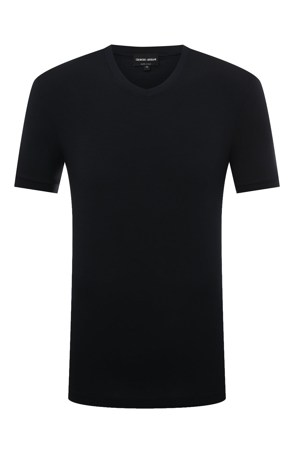 Мужская футболка из вискозы GIORGIO ARMANI темно-синего цвета, арт. 8NST53/SJP4Z | Фото 1 (Принт: Без принта; Рукава: Короткие; Длина (для топов): Стандартные; Материал внешний: Вискоза; Стили: Кэжуэл)