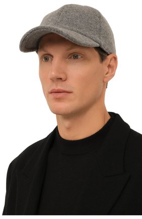 Мужской кашемировая бейсболка ANDREA CAMPAGNA серого цвета по цене 24600 руб., арт. AB-160BSP-F100 | Фото 2 Мужской кашемировая бейсболка ANDREA CAMPAGNA серого цвета, арт. AB-160BSP-F100 | Фото 2 (Материал: Текстиль, Кашемир, Шерсть)