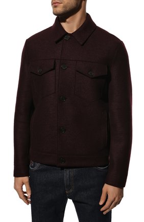 Мужская шерстяная куртка HARRIS WHARF LONDON бордового цвета, арт. C9331MLK | Фото 3 (Кросс-КТ: Куртка; Мужское Кросс-КТ: шерсть и кашемир; Материал внешний: Шерсть; Рукава: Длинные; Длина (верхняя одежда): Короткие; Стили: Кэжуэл)