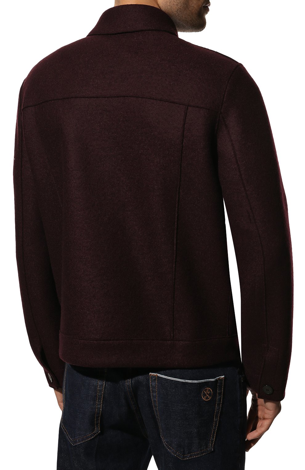 Мужская шерстяная куртка HARRIS WHARF LONDON бордового цвета, арт. C9331MLK | Фото 4 (Кросс-КТ: Куртка; Мужское Кросс-КТ: шерсть и кашемир; Материал внешний: Шерсть; Рукава: Длинные; Длина (верхняя одежда): Короткие; Стили: Кэжуэл)