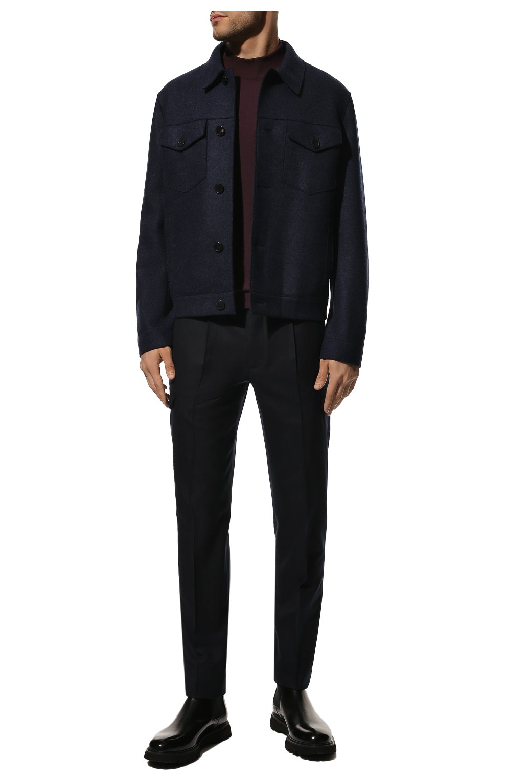 Мужская шерстяная куртка HARRIS WHARF LONDON темно-синего цвета, арт. C9331MLK | Фото 2 (Кросс-КТ: Куртка; Мужское Кросс-КТ: шерсть и кашемир; Материал внешний: Шерсть; Рукава: Длинные; Длина (верхняя одежда): Короткие; Стили: Кэжуэл)