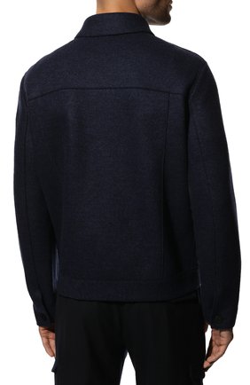 Мужская шерстяная куртка HARRIS WHARF LONDON темно-синего цвета, арт. C9331MLK | Фото 4 (Кросс-КТ: Куртка; Мужское Кросс-КТ: шерсть и кашемир; Материал внешний: Шерсть; Рукава: Длинные; Длина (верхняя одежда): Короткие; Стили: Кэжуэл)