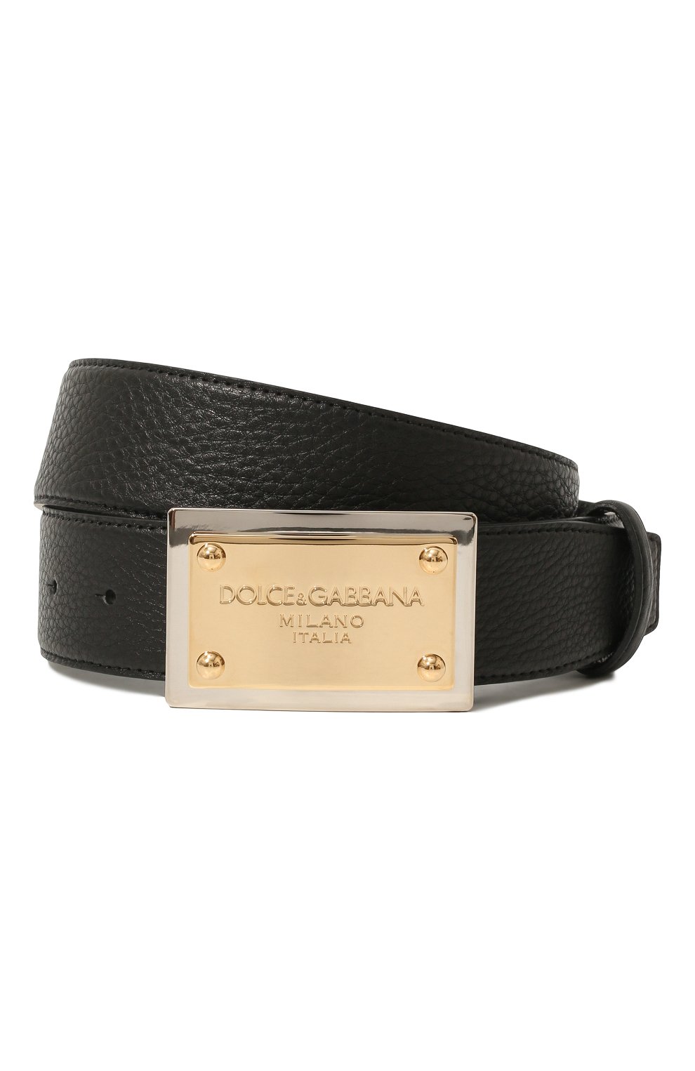 Мужской кожаный ремень DOLCE & GABBANA черного цвета, арт. BC4676/AY987 | Фото 1 (Случай: Повседневный; Материал: Натуральная кожа)
