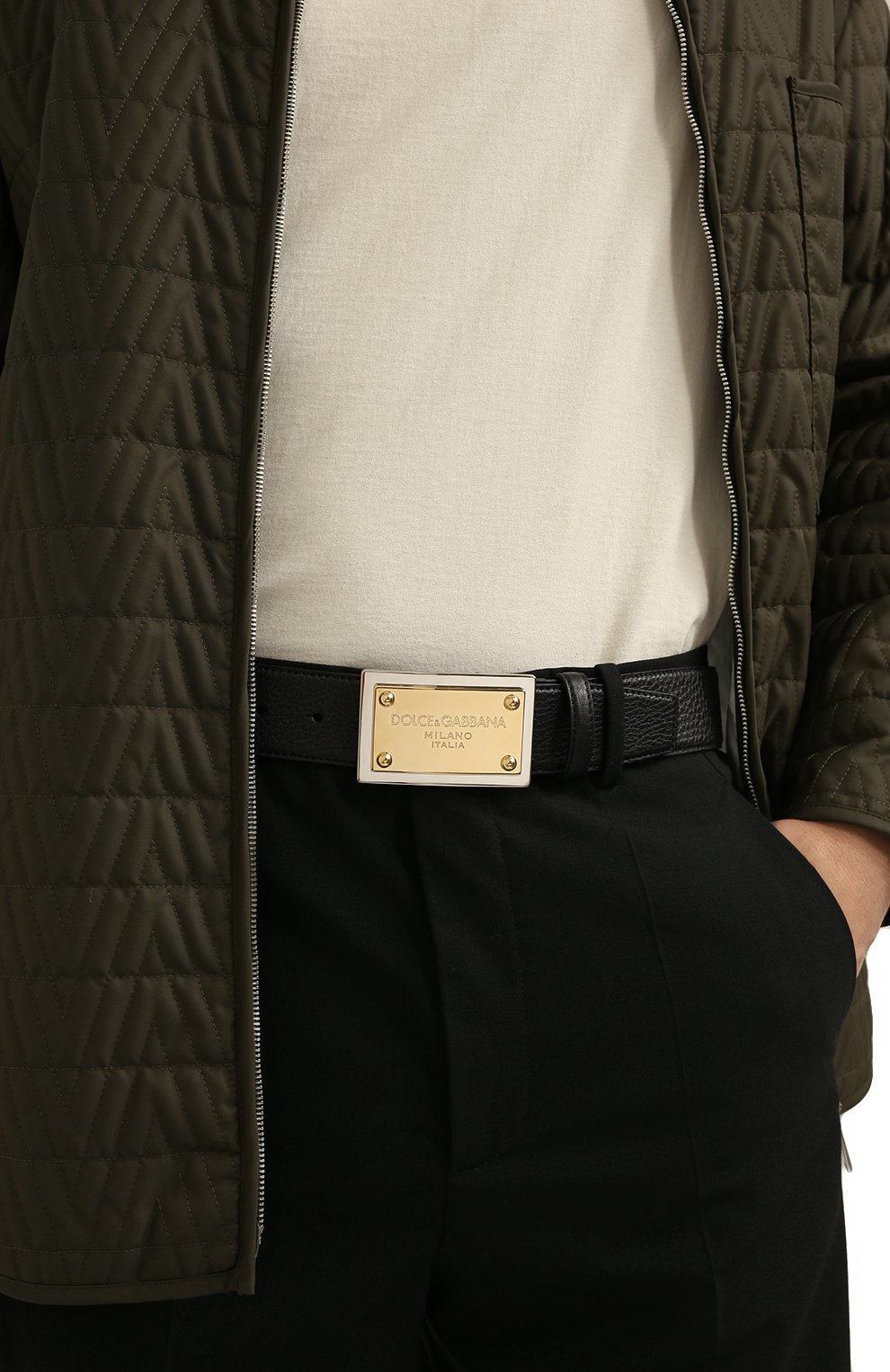 Мужской кожаный ремень DOLCE & GABBANA черного цвета, арт. BC4676/AY987 | Фото 2 (Случай: Повседневный; Материал: Натуральная кожа)