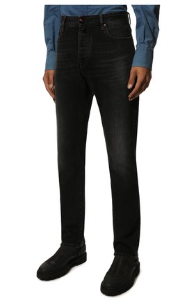 Мужские джинсы MOORER темно-серого цвета, арт. PAVEL-DC106/M0UDE100008 | Фото 3 (Силуэт М (брюки): Прямые; Кросс-КТ: Деним; Длина (брюки, джинсы): Стандартные; Материал внешний: Хлопок, Деним; Стили: Кэжуэл)