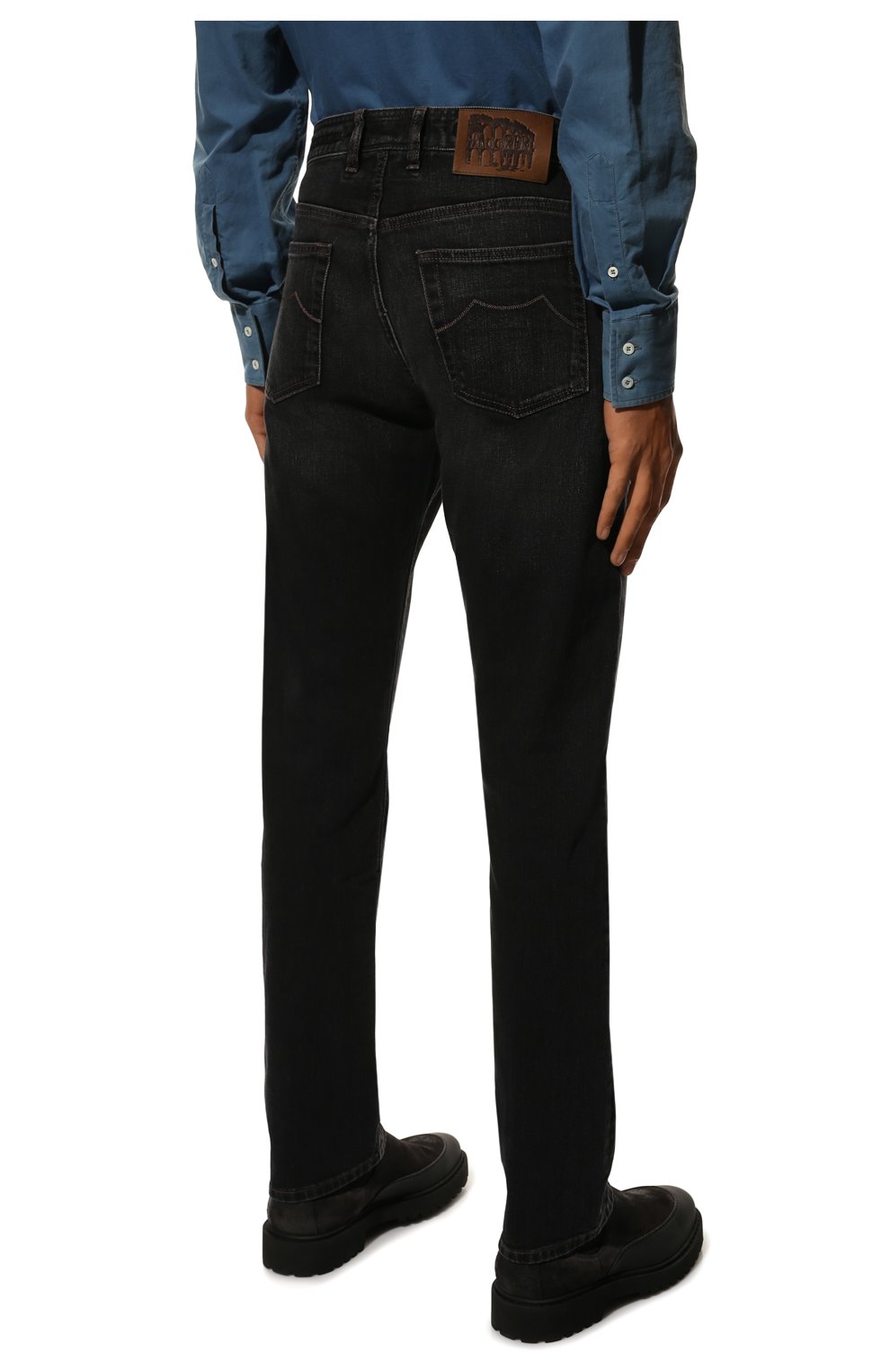 Мужские джинсы MOORER темно-серого цвета, арт. PAVEL-DC106/M0UDE100008 | Фото 4 (Силуэт М (брюки): Прямые; Кросс-КТ: Деним; Длина (брюки, джинсы): Стандартные; Материал внешний: Хлопок, Деним; Стили: Кэжуэл)